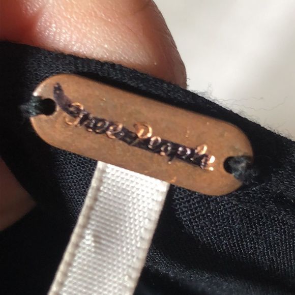 Free People Black Flowing Wednesday Addams Dress Deep V Neck Hocus Pocus Sz 2 - Picture 14 of 16